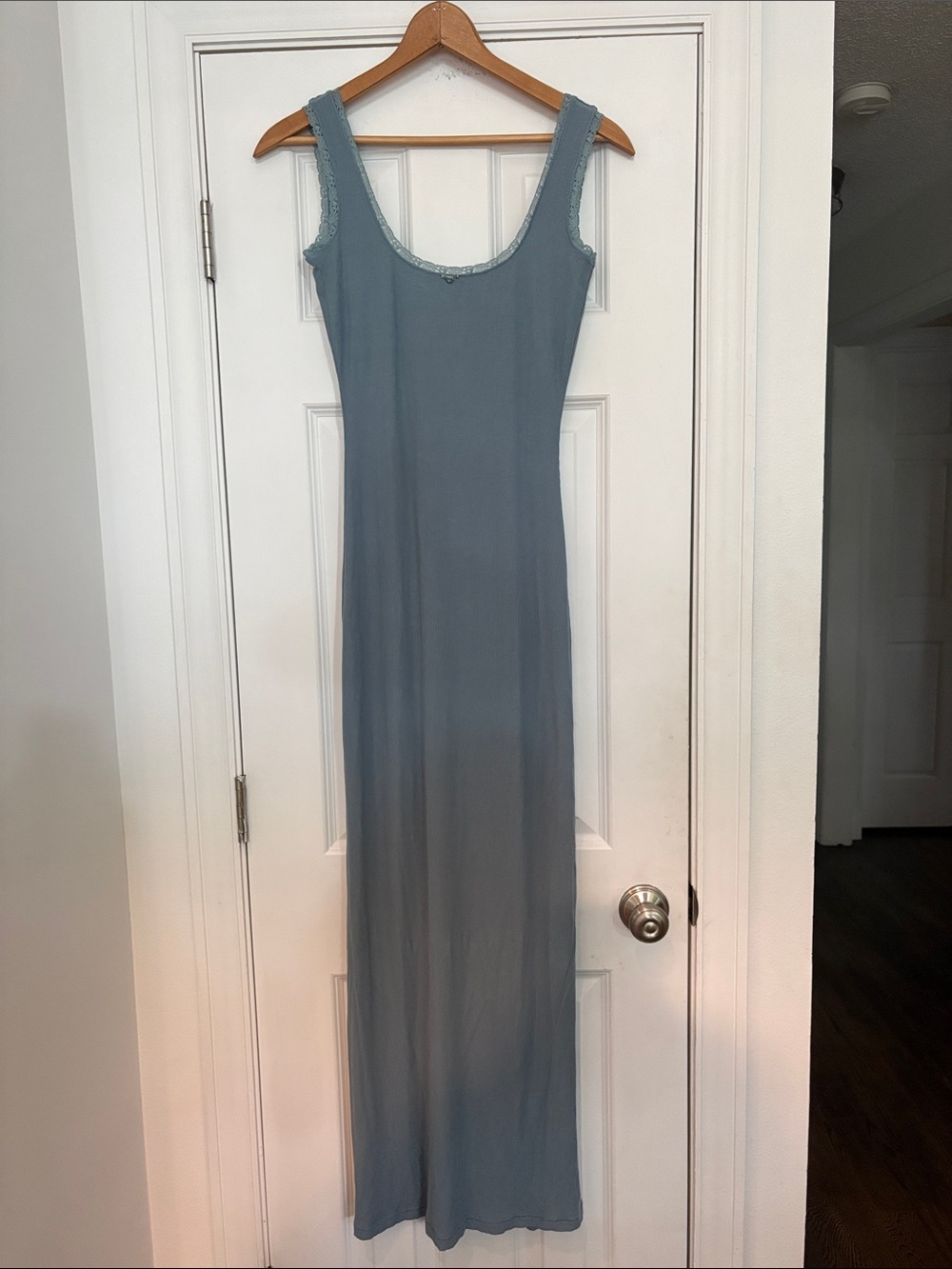 SKIMS Soft Lounge Lace Scoop Neck Maxi Dress with Low Back M